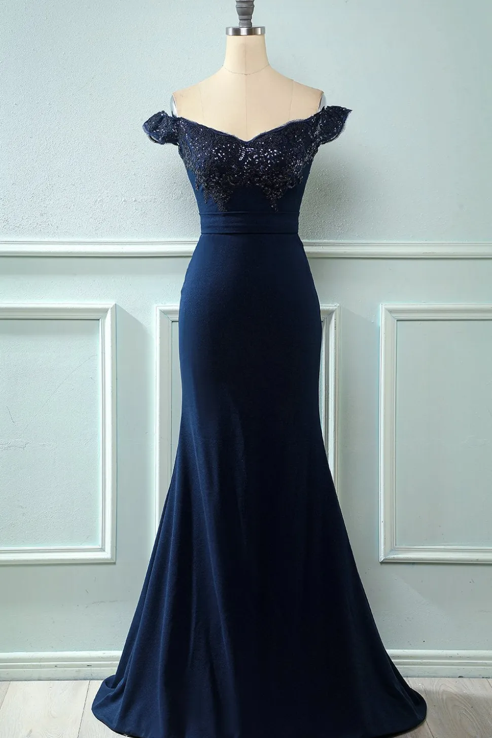 Off Shoulder Sequins Mermaid Prom Dress