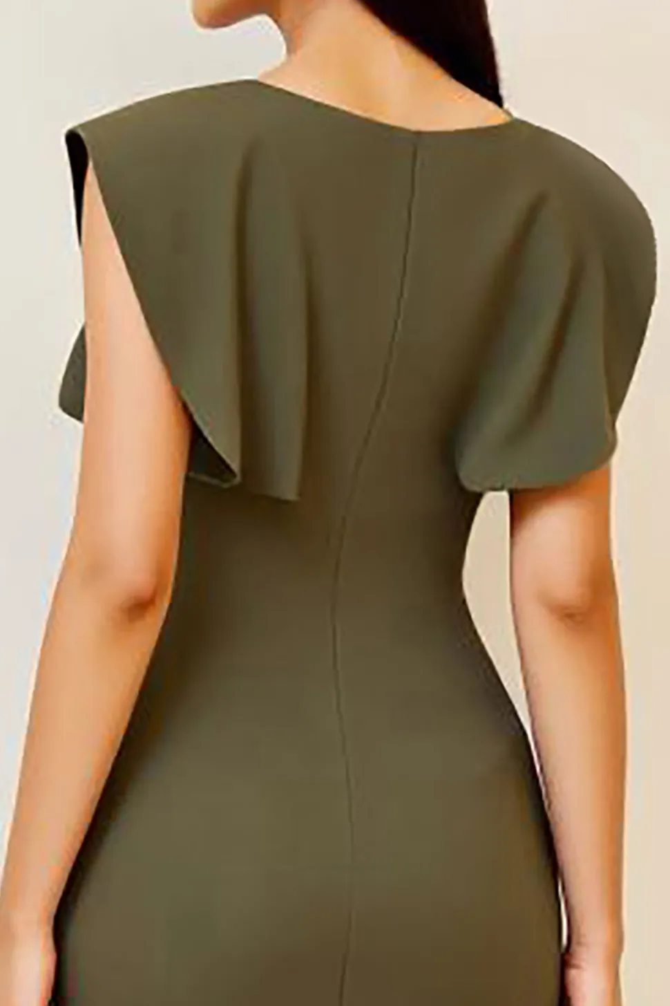 Oliva Bodycon Decote em V Midi Vestidos Cerimónia