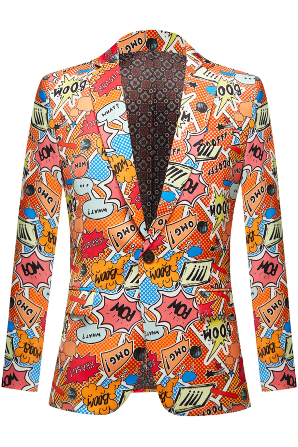 Orange Notched Lapela Graffiti 2 Peças Terno Masculino