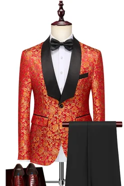 Orange Shawl Lapela 2 Peças Homens Prom Ternos