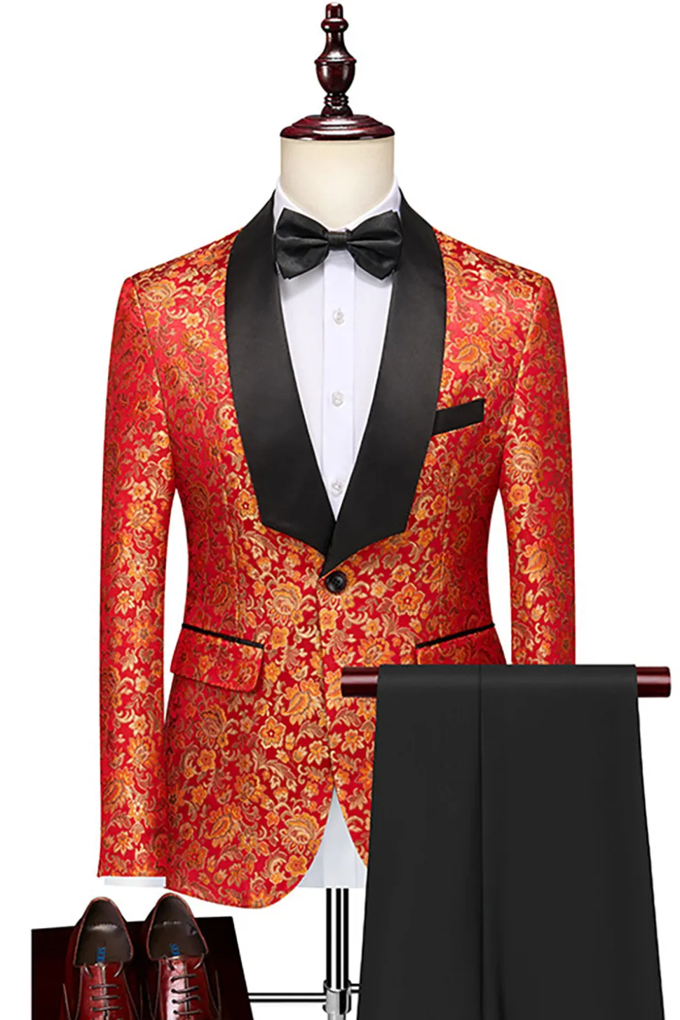 Orange Shawl Lapela 2 Peças Homens Prom Ternos