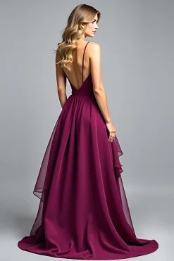 Organza Roxo Escuro Esparguete Correias Uma Linha Vestido Formal