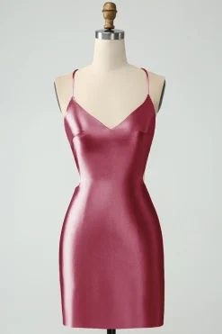 Ouro Bodycon Esparguete Correias Cetim Homecoing Vestido com Criss Cross Back