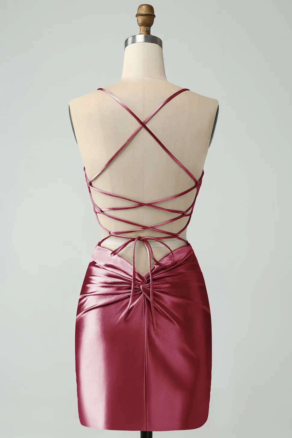 Ouro Bodycon Esparguete Correias Cetim Homecoing Vestido com Criss Cross Back