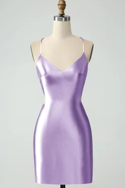 Ouro Bodycon Esparguete Correias Cetim Homecoing Vestido com Criss Cross Back