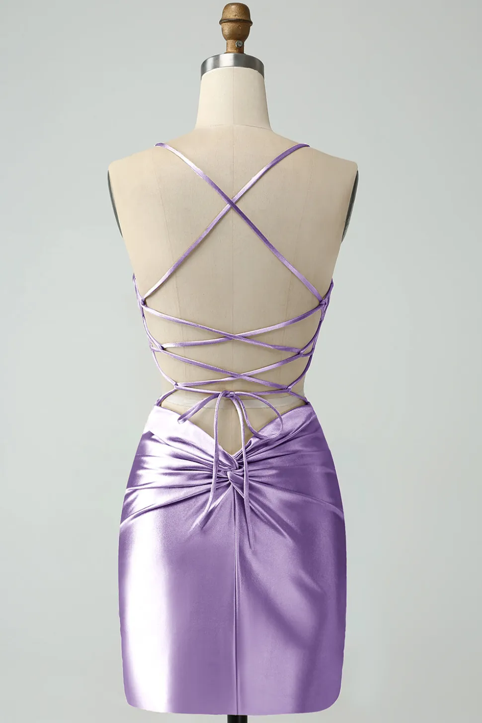 Ouro Bodycon Esparguete Correias Cetim Homecoing Vestido com Criss Cross Back