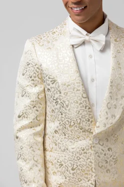 Padrão de Marfim Impresso Xale Lapela Masculino Prom Blazer