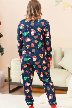 Padrão de Natal da Marinha Impresso Conjunto de Pijamas da Família