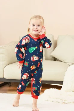 Padrão de Natal da Marinha Impresso Conjunto de Pijamas da Família