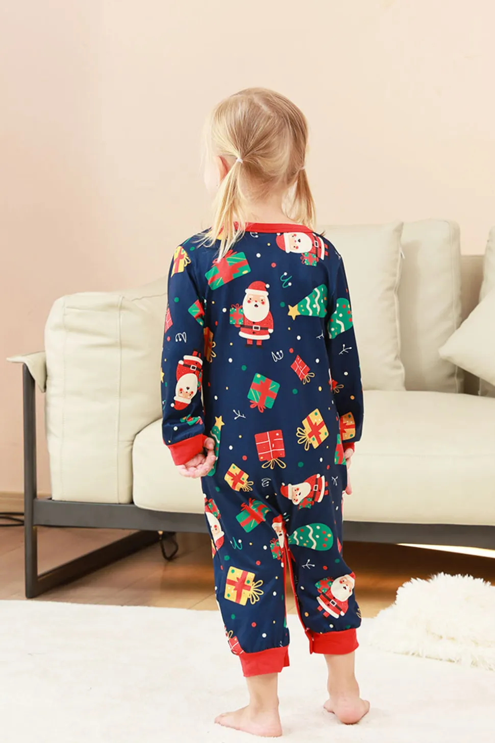 Padrão de Natal da Marinha Impresso Conjunto de Pijamas da Família