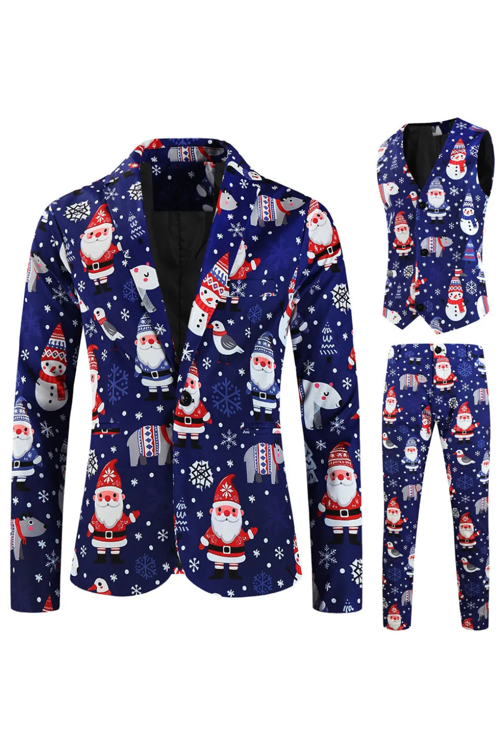 Papai Noel da Marinha terno masculino de 3 peças para o Natal