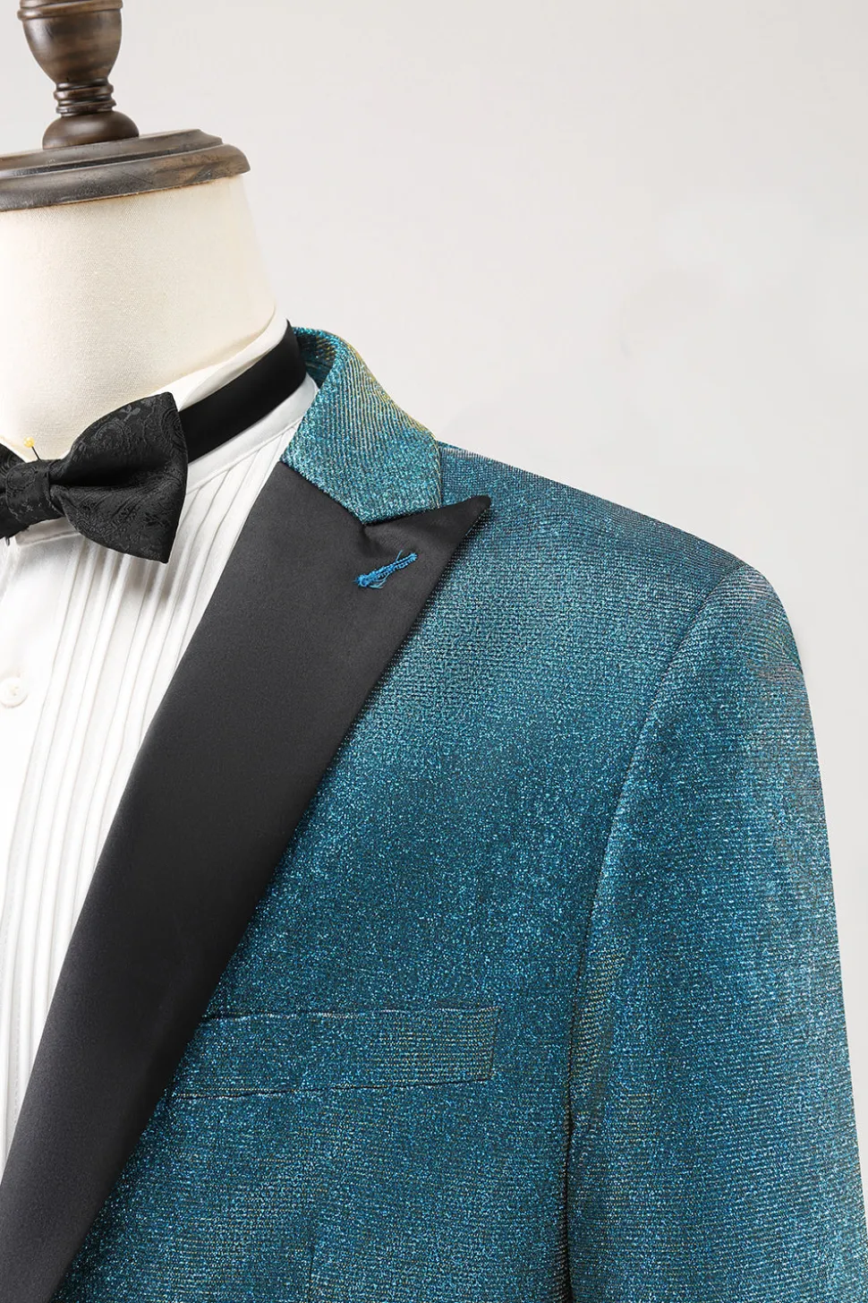 Pavão Azul 2 Peças Pico Lapela Um Botão Homens Prom Ternos