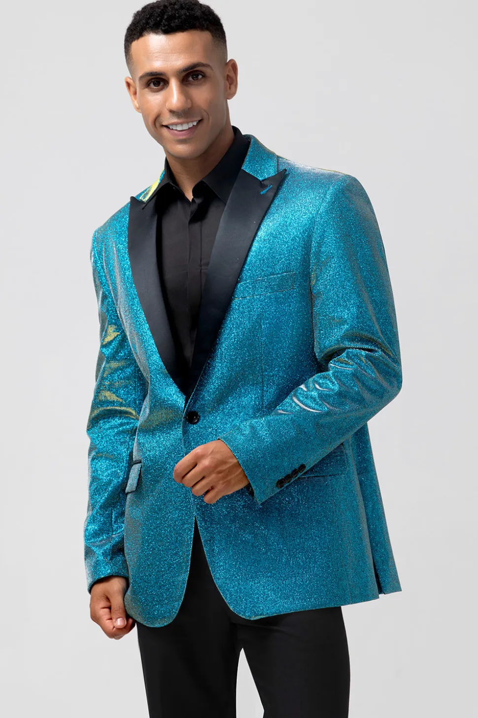 Pavão Azul Pico Lapela Um Botão 2 Peças Homens Prom Ternos