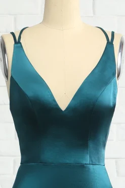 Peacock Blue Mermaid Sem Costas Longo Vestido de Baile