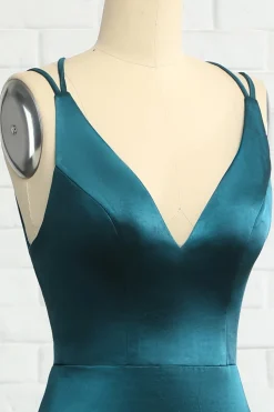 Peacock Blue Mermaid Sem Costas Longo Vestido de Baile