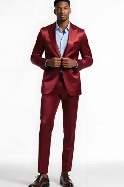Peak Lapel 2 Peça Borgonha Single Breasted Homens Prom Suits