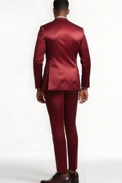 Peak Lapel 2 Peça Borgonha Single Breasted Homens Prom Suits