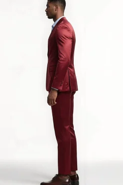 Peak Lapel 2 Peça Borgonha Single Breasted Homens Prom Suits
