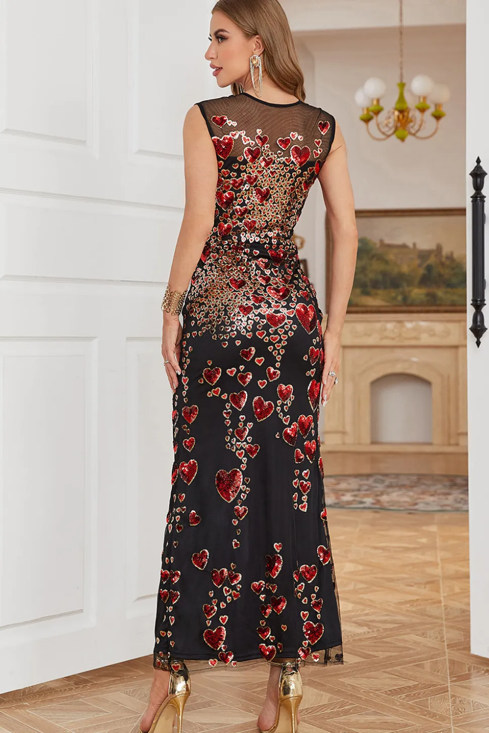 Pescoço Redondo Verde Escuro Vestido Formal