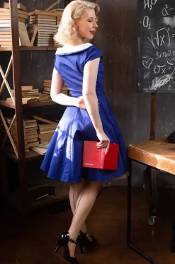 Peter Pan Collar Vestido Azul Royal