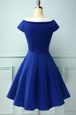 Peter Pan Collar Vestido Azul Royal
