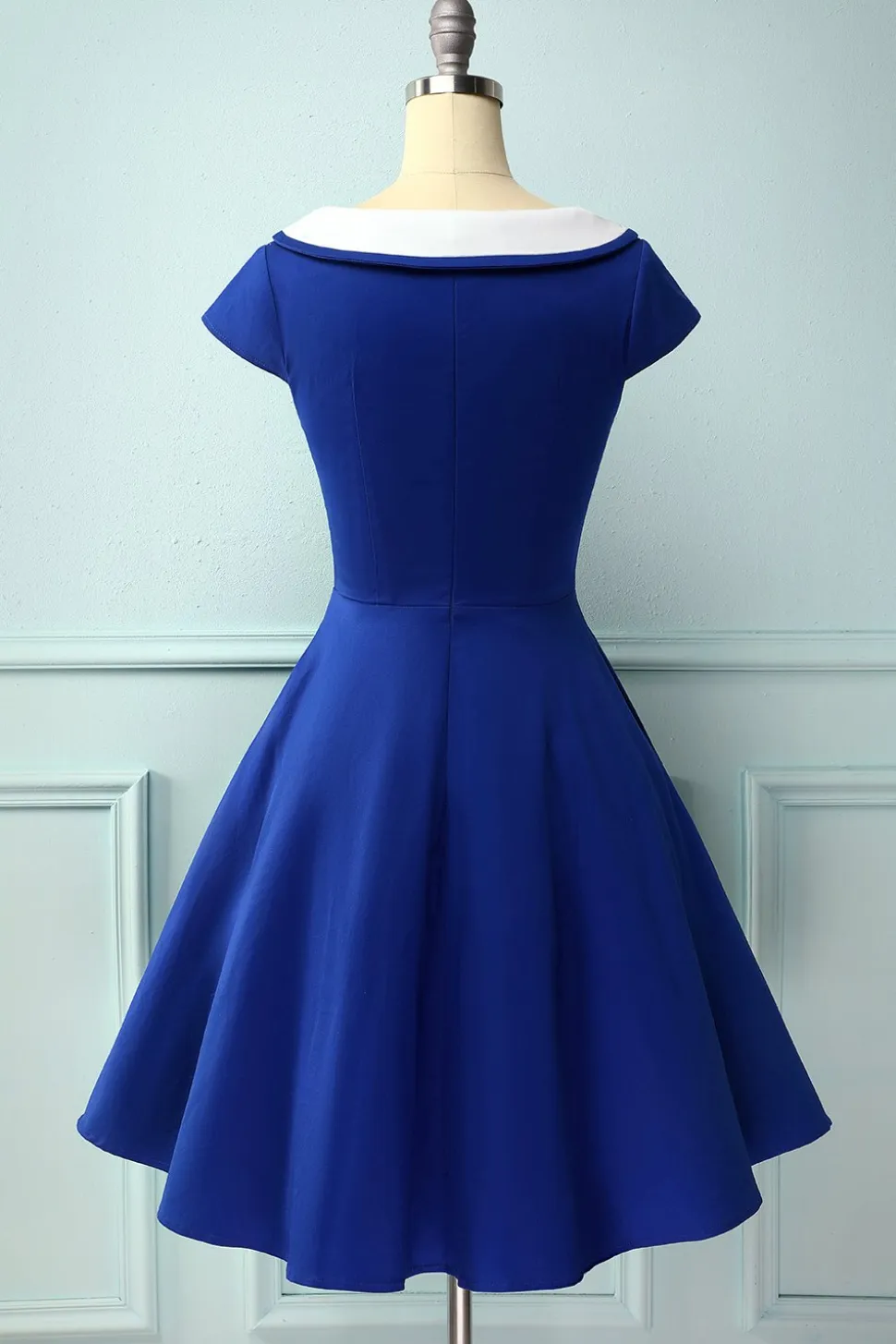 Peter Pan Collar Vestido Azul Royal