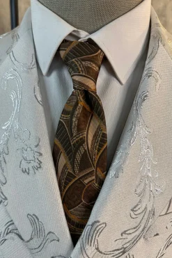 Pico Branco Lapela Jacquard 2 Peças Ternos Masculinos