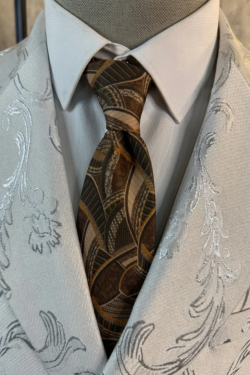 Pico Branco Lapela Jacquard 2 Peças Ternos Masculinos