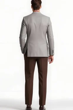 Pico Cinzento Lapela 2 Peça Single Breasted Men Prom Suits
