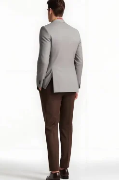 Pico Cinzento Lapela 2 Peça Single Breasted Men Prom Suits