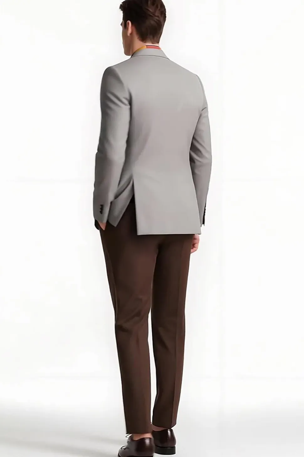 Pico Cinzento Lapela 2 Peça Single Breasted Men Prom Suits