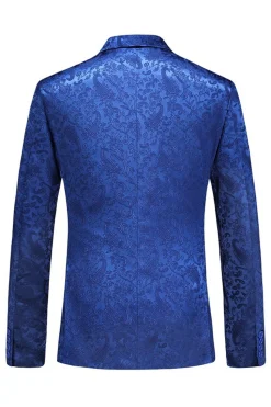 Pico Lapela Jacquard 2 Peças Azul Duplo Peito Ternos Masculinos