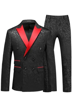 Pico Lapela Jacquard 2 Peças Azul Duplo Peito Ternos Masculinos