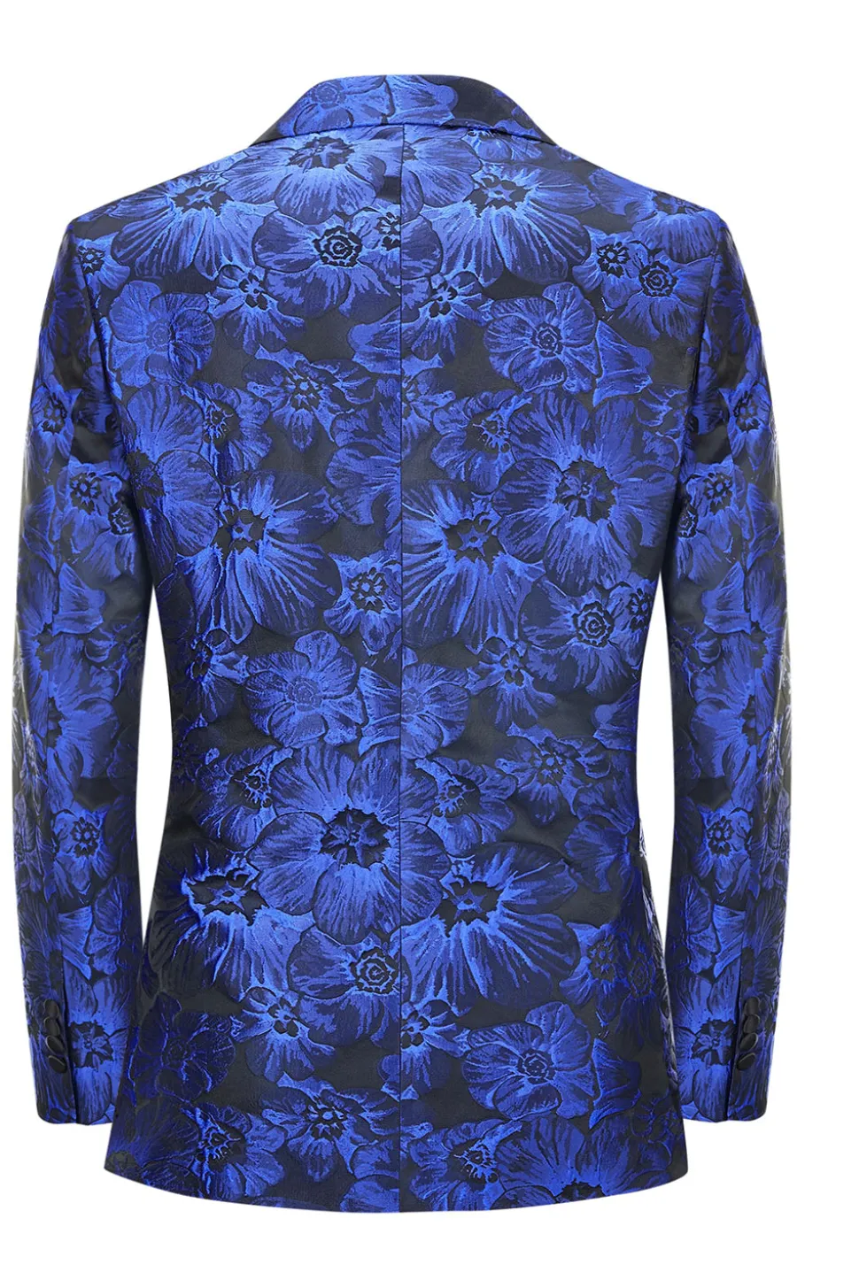 Pico Lapela Jacquard Royal Blue Single Peito Masculino Prom Blazer
