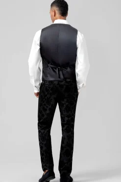 Pico Lapela Preto Jacquard 3 Peça Um Botão Masculino Prom Suits
