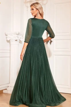 Pinho Uma Linha V Pescoço Longo Mãe Da Noiva Vestido com Lantejoulas