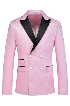 Pink Print Pico Lapela 3-Piece Homens Prom Suits