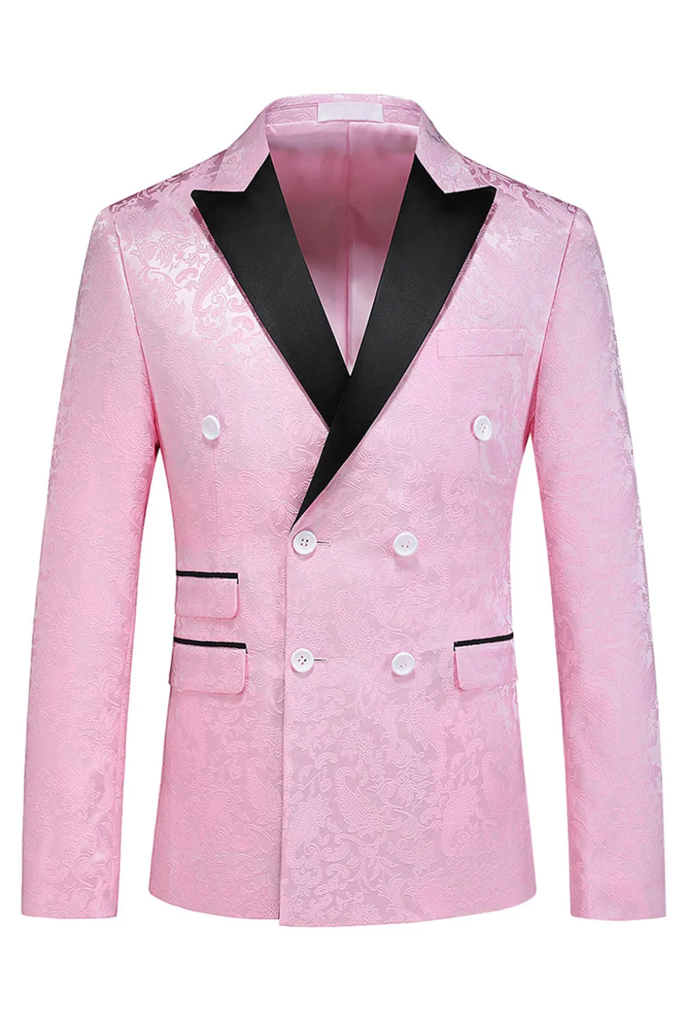 Pink Print Pico Lapela 3-Piece Homens Prom Suits
