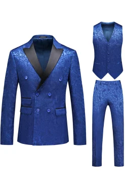 Pink Print Pico Lapela 3-Piece Homens Prom Suits
