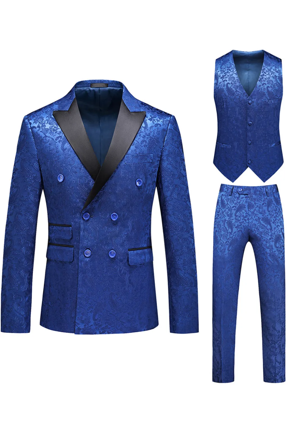 Pink Print Pico Lapela 3-Piece Homens Prom Suits