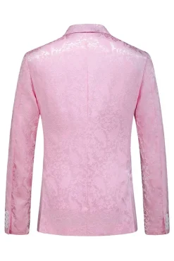 Pink Print Pico Lapela 3-Piece Homens Prom Suits