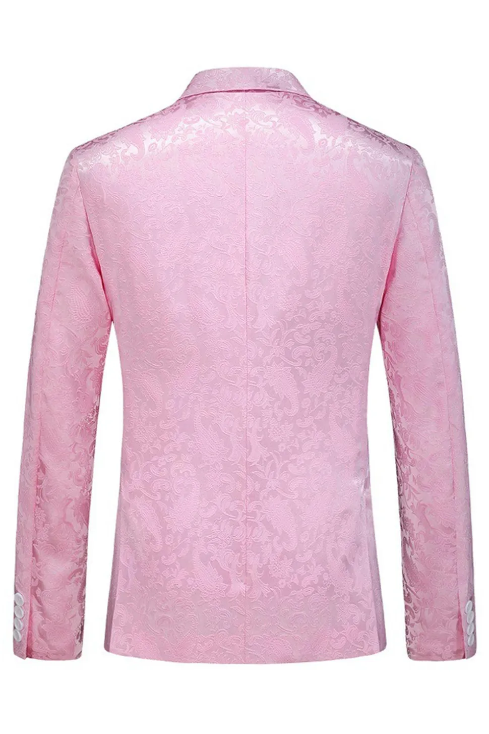 Pink Print Pico Lapela 3-Piece Homens Prom Suits