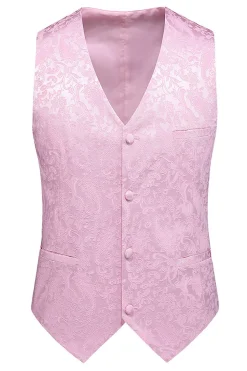 Pink Print Pico Lapela 3-Piece Homens Prom Suits
