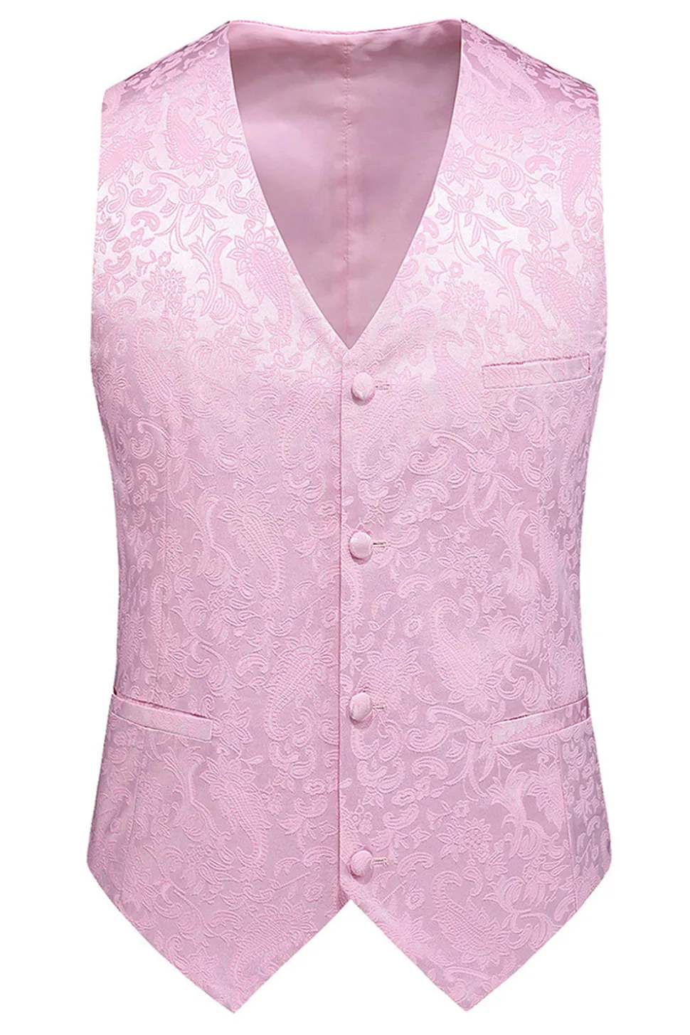 Pink Print Pico Lapela 3-Piece Homens Prom Suits