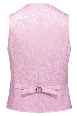 Pink Print Pico Lapela 3-Piece Homens Prom Suits
