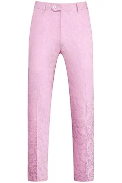 Pink Print Pico Lapela 3-Piece Homens Prom Suits
