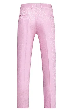 Pink Print Pico Lapela 3-Piece Homens Prom Suits