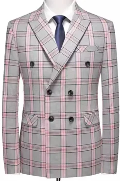Pinkish Gray Striped 2 Peças Peaked lapela Homens Prom Suits