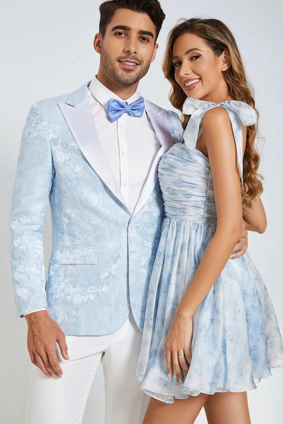 Popular A Line Spaghetti Correias Azul Estampado Vestido Curto Homecoming