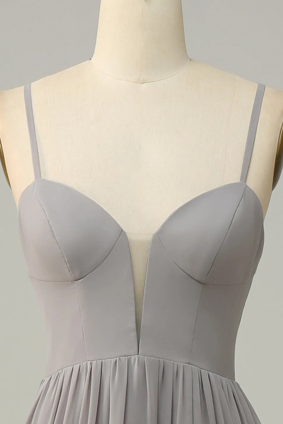 Prata A Line Cintas de Espaguete Vestido de Dama de Honor